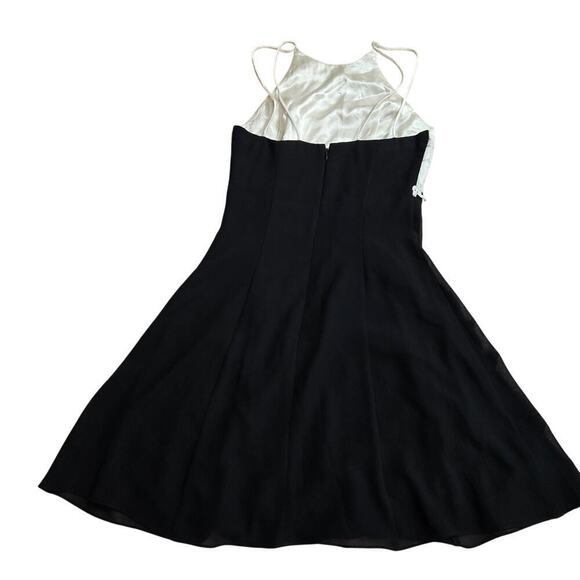 Vintage Scott McClintock Black Ivory Lace Chiffon Dress 6 90s Y2K Regency Prom - Picture 5 of 12